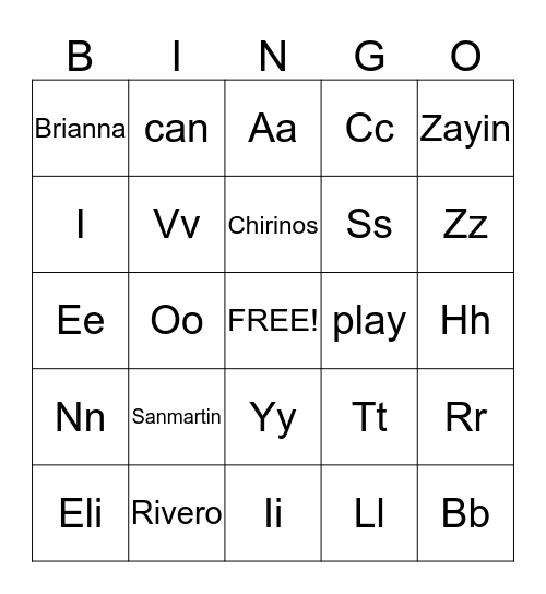 Reading Bingo Card