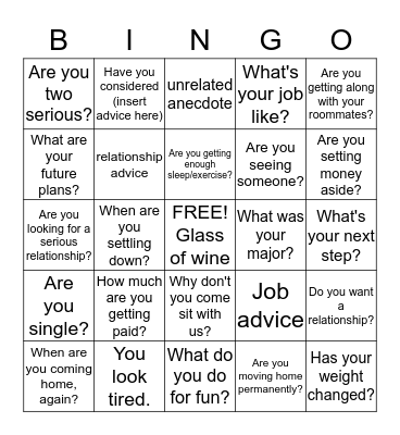 Holiday Bingo Card
