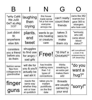 hufflepuff ! Bingo Card