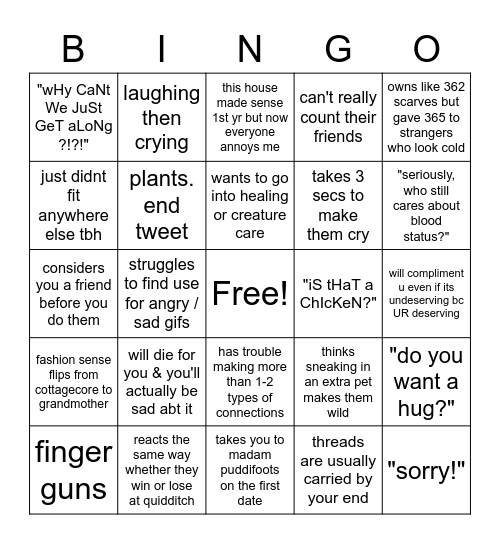 hufflepuff ! Bingo Card
