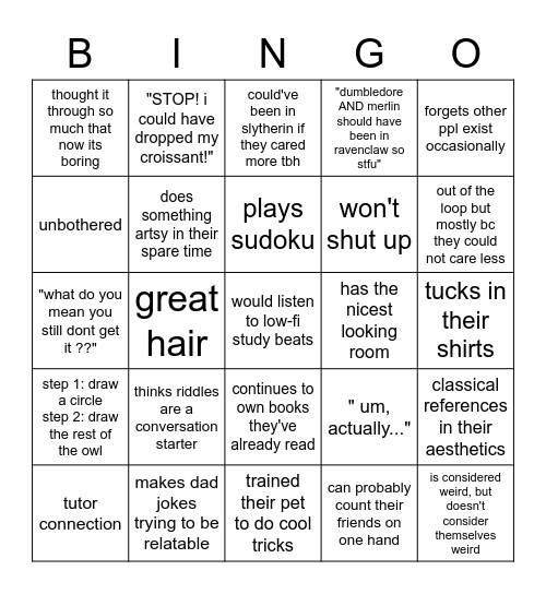 ravenclaw ! Bingo Card