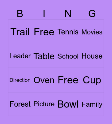 Vocabulary Words Bingo Card