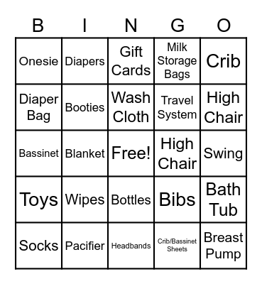 Rainbow Baby Bingo Card