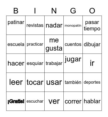 Auténtico 1A ¿Qué te gusta hacer? Bingo Card