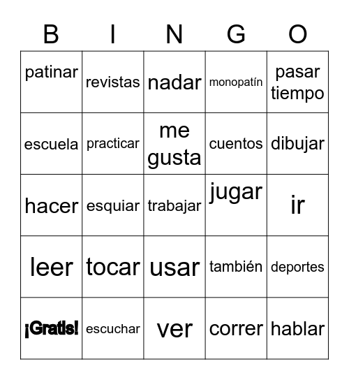 Auténtico 1A ¿Qué te gusta hacer? Bingo Card