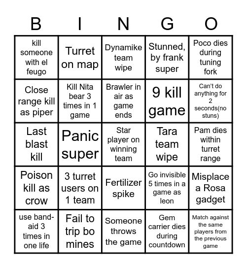 Brawl bingo Card