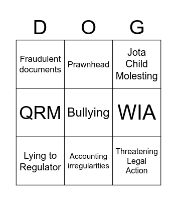 RASA Bingo Card