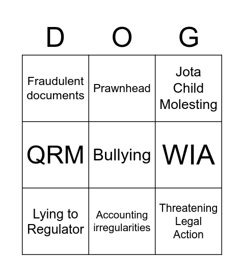 RASA Bingo Card