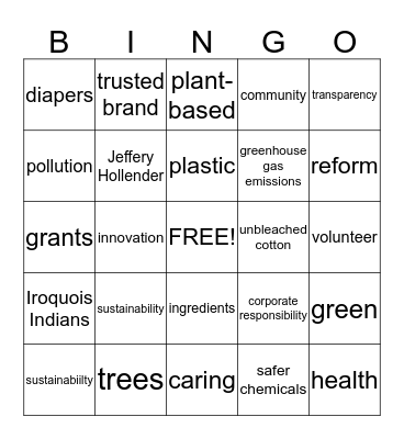 Seventh Generation  Bingo Card