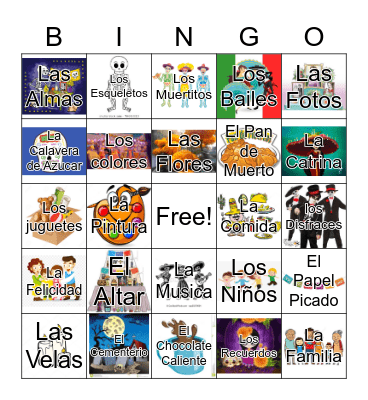 Dia de los Muertos Bingo Card