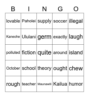 STARLY'S BINGO Card