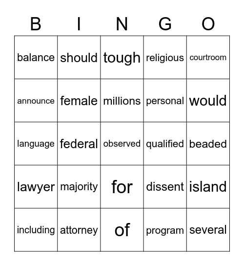 KAELYN'S BINGO GAME Bingo Card
