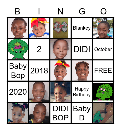 DIDI BOP Birthday Bingo Card