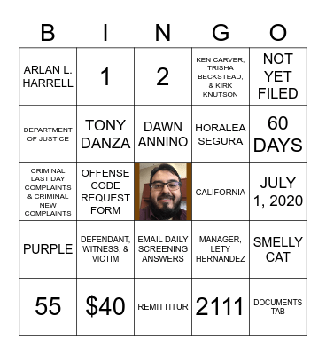 Fresno Superior Court Bingo Card