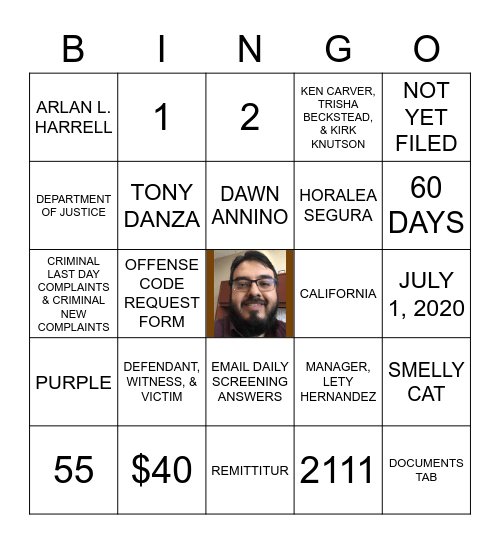 Fresno Superior Court Bingo Card