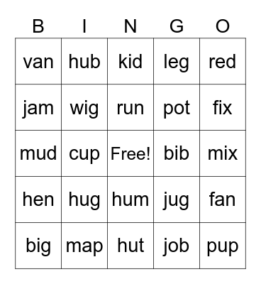 Matt Teacher's Big Phonics Bingo Card