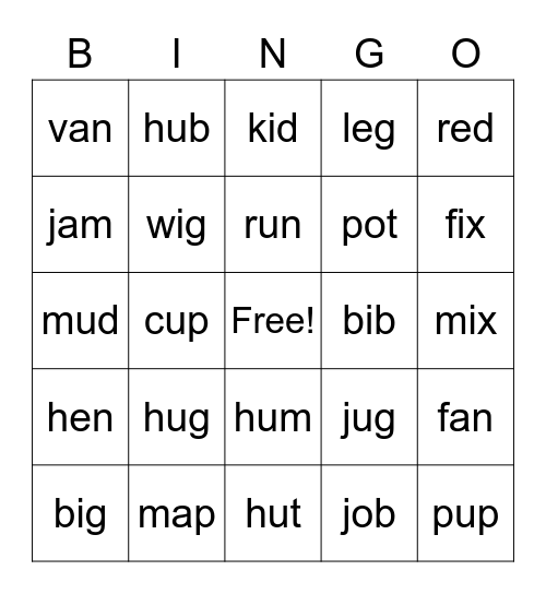 Matt Teacher's Big Phonics Bingo Card