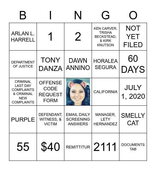 Fresno Superior Court Bingo Card