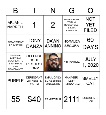 Fresno Superior Court Bingo Card