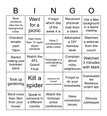 BDO BS BINGO Card