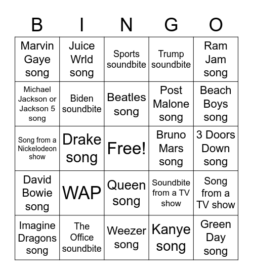 Big Bootie Mix 18 Bingo Card