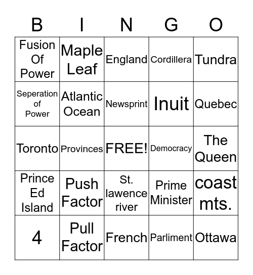 Plain Bingo Card