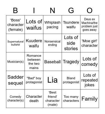 Jun Maeda Bingo Card