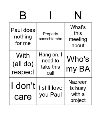 Meeting Bingo Card
