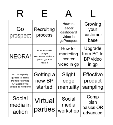 Get real & get ready for conference! Bingo Card