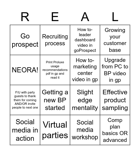 Get real & get ready for conference! Bingo Card