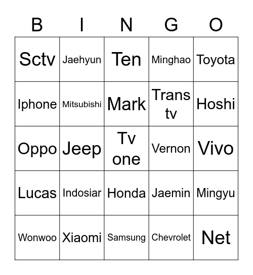 Nings Bingo Card