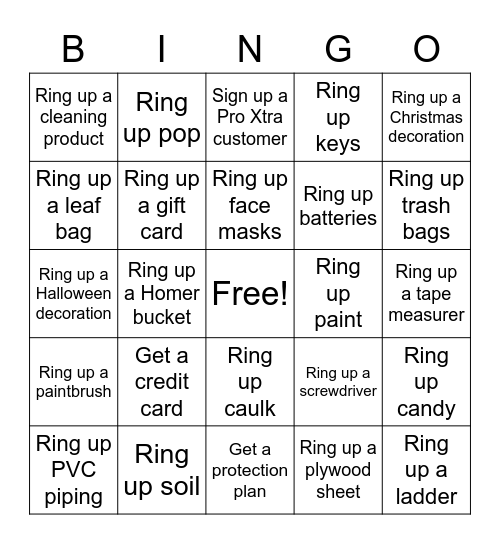 CAM Bingo Card