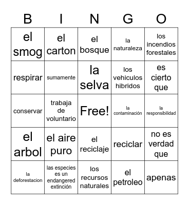 Bungi Bingo Card