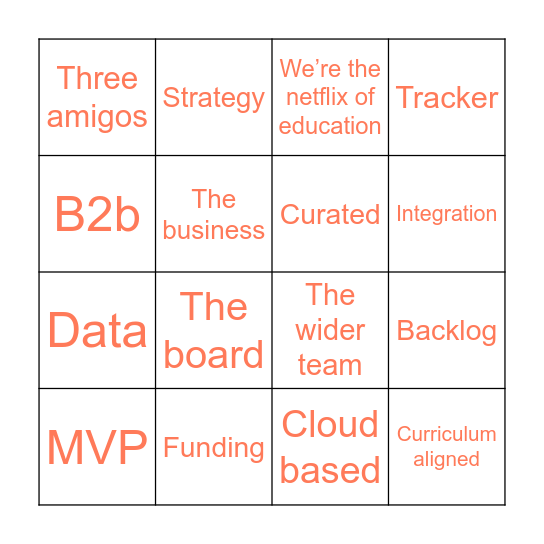 Buzzword Bongo Bingo Card