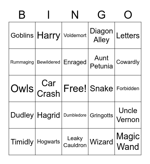 Harry Potter Bingo Card