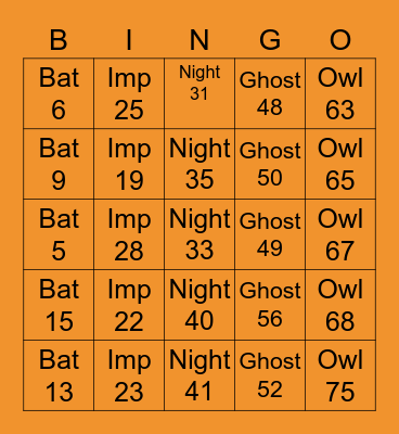 HALLOWEEN BINGO Card