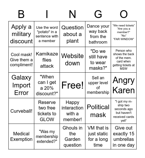 Membership BINGO! Bingo Card