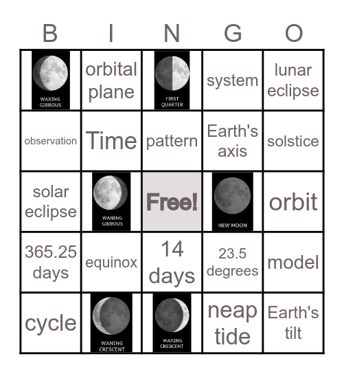 Solar System & Beyond Bingo Card