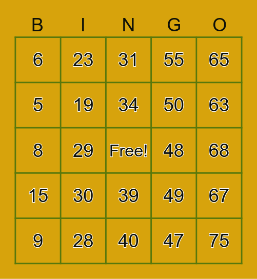 Halloween Bingo Card