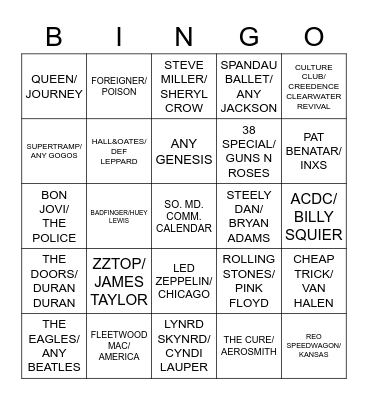Friday Night The Bay Bingo Card