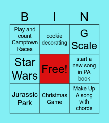 Jack's Bingo Card