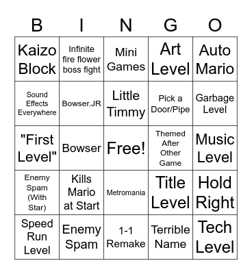 Mario Maker Bingo Card