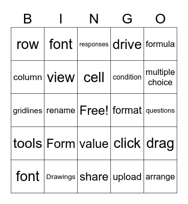 Applied Digital Skills Bingo Card