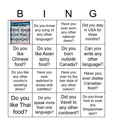 Diversity Bingo Card