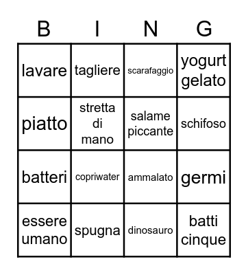 GERMS - terza media Bingo Card
