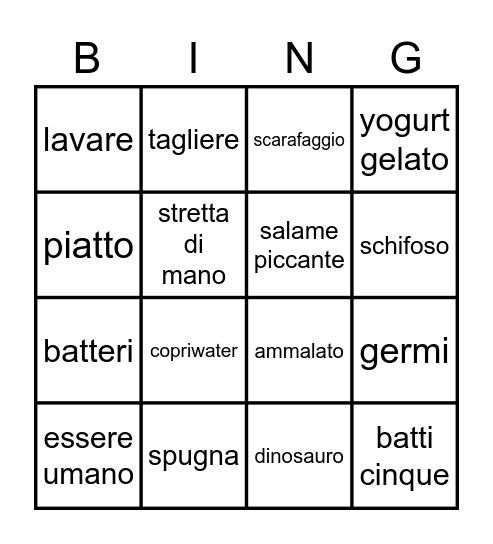 GERMS - terza media Bingo Card
