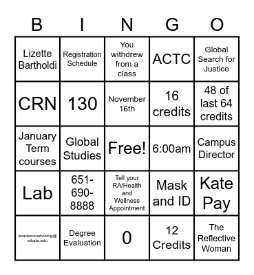 Fall Bingo Bash Bingo Card