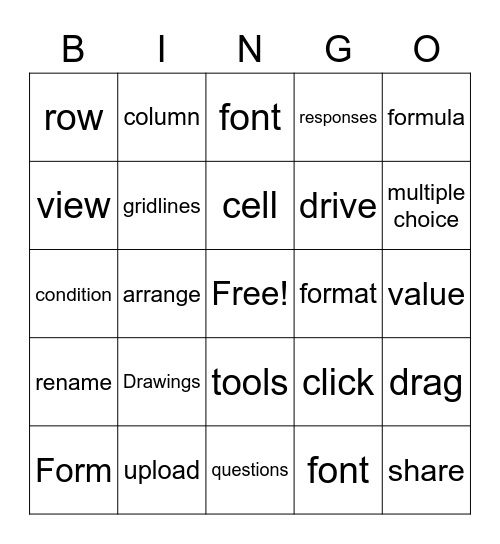 Applied Digital Skills Bingo Card