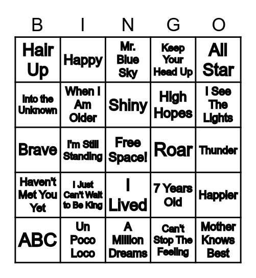 Music BINGO Card