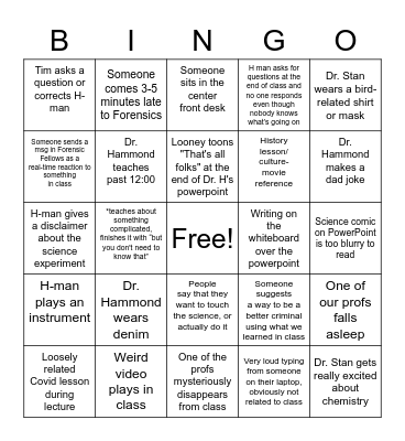 Forensics Bingo! Bingo Card